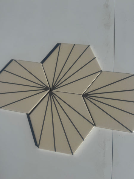 Hexagon Cream/ Grey Tile 175x200  Lot 406