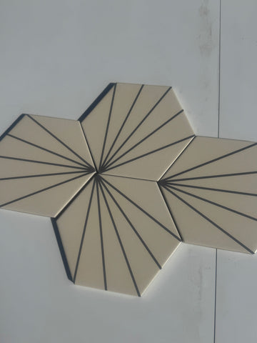 Hexagon Cream/ Grey Tile 175x200  Lot 406