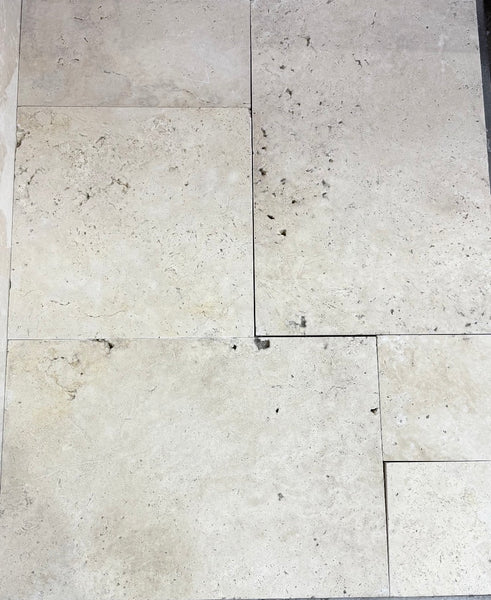 Travertine Ivory Tumbled French Pattern 30mm  Pavers