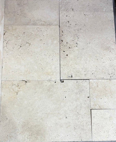 Travertine Ivory Tumbled French Pattern 30mm  Pavers