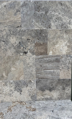 Silver Travertine Tumbled French Pattern Tiles Standard Grade