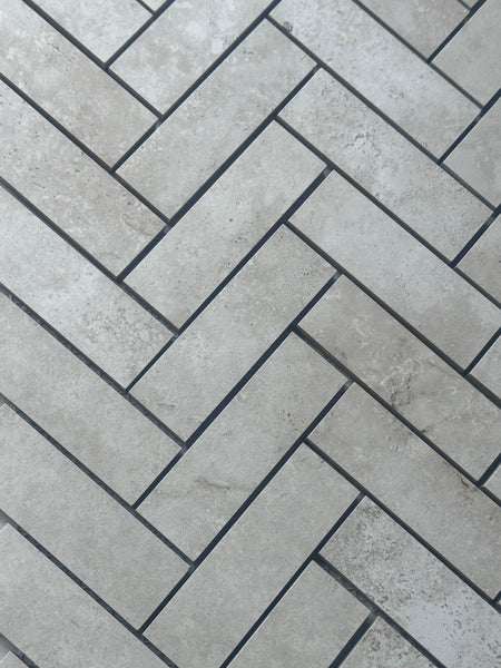 Precious Bianco Herringbone Tiles on Sheets. 260x315x10 Job Lot 55