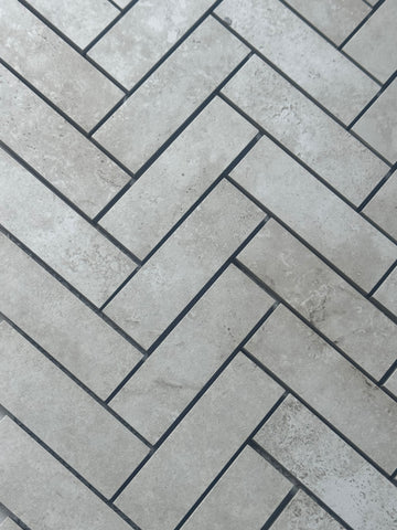 Precious Bianco Herringbone Tiles on Sheets. 260x315x10 Job Lot 55