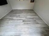 Timber look urban grey porcelain tiles indoor and outdoor.