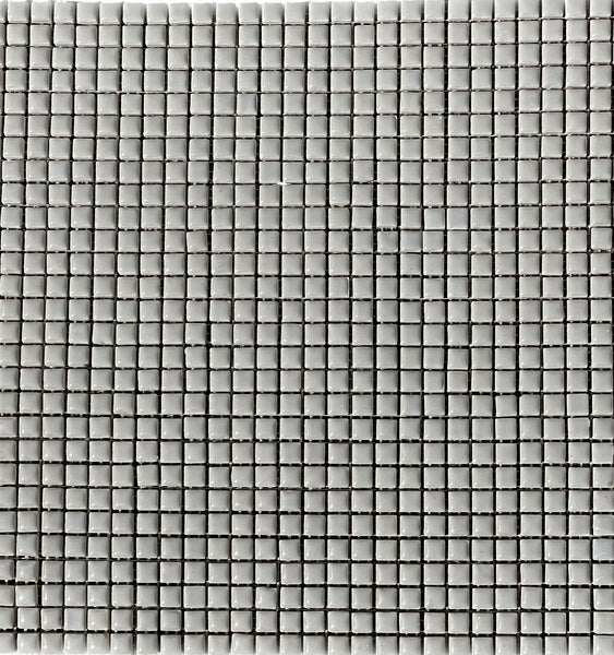 Light Grey Square Ceramic Mosaics on 305x305 mesh backed sheets.