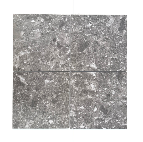 Terrazzo Quartz look porcelain tile External P5 Grip finish 600x600x10 .Lot 327