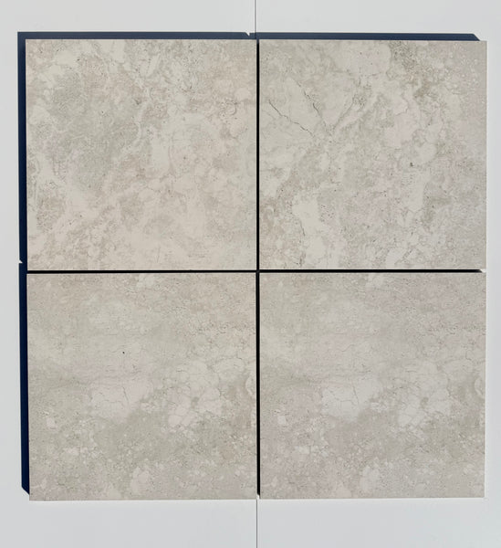 Travertine look grey porcelain tile matt 300x300x10 Lot 323