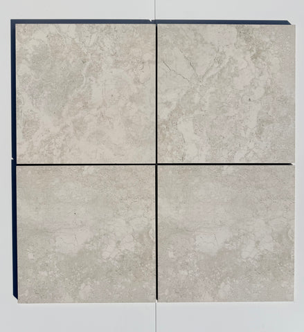 Travertine look grey porcelain tile matt 300x300x10 Lot 323