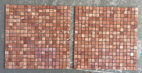 Rojo Alicante polished mosaic on 300x300 sheets Price per sheet ( 25x25x10)